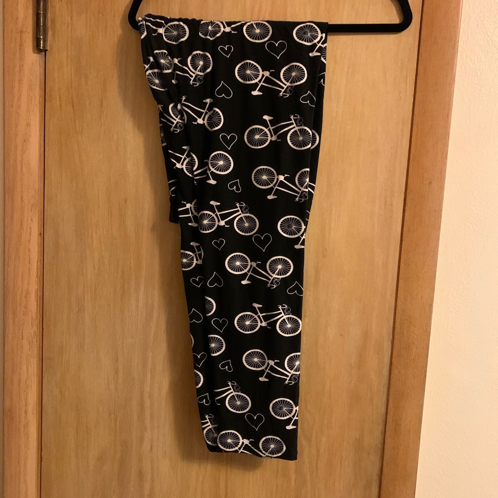 Black Bicycle Print Leggings